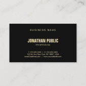 クリエイティブモダンブラック金ゴールド洗練プレーントップ 名刺 (裏面)