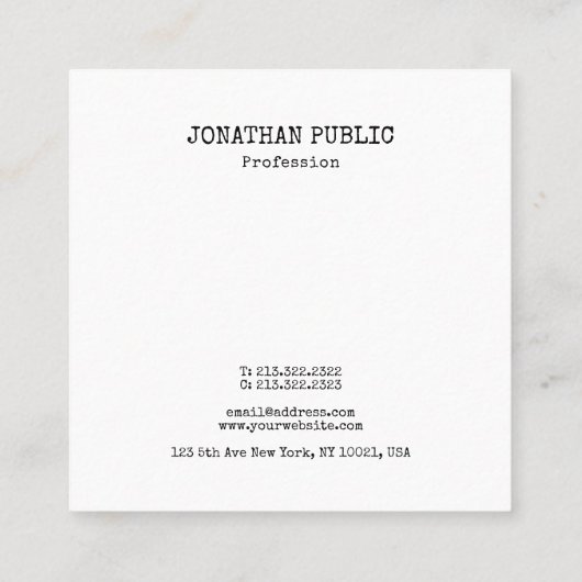 クリエイティブモダンミニマルデザインカッコいいテンプレート スクエア名刺 (裏面)