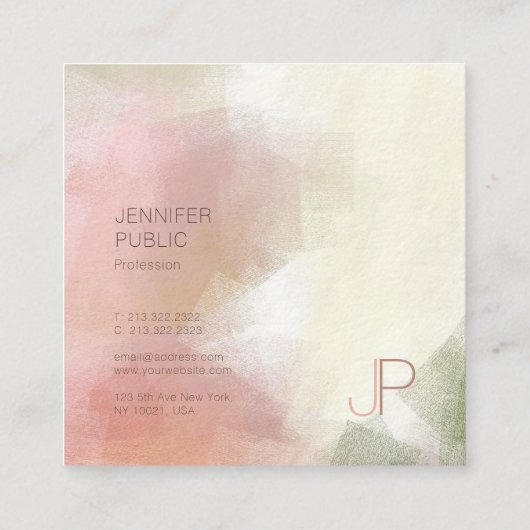 クリエイティブモダンモノグラムラグジュアリーエリートテンプレート スクエア名刺 (裏面)