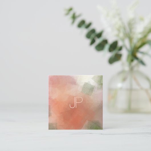 クリエイティブモダンモノグラムラグジュアリーエリートテンプレート スクエア名刺 (スタンド正面)