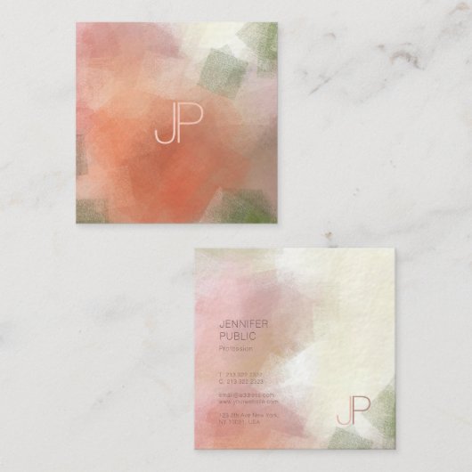 クリエイティブモダンモノグラムラグジュアリーエリートテンプレート スクエア名刺 (正面/裏面)