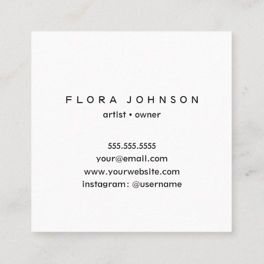 クリエイティブモダン手作りスクエアビジネスカード スクエア名刺 (裏面)