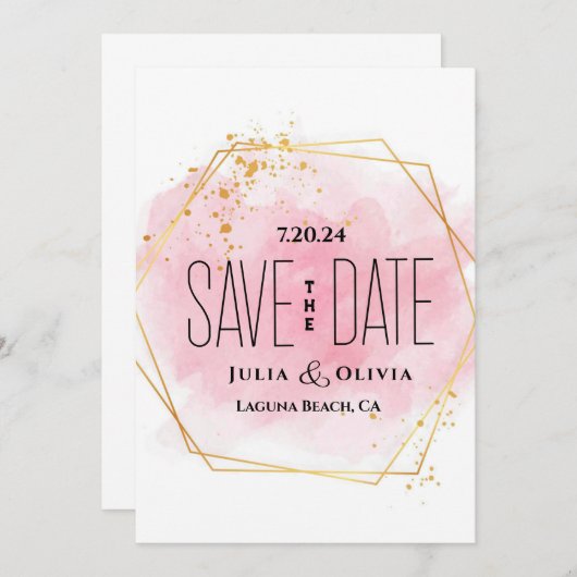 クリエイティブモダン水の色日付を保存 セーブザデート (正面/裏面)