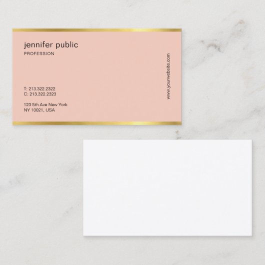 クリエイティブモダン赤面ピンク金ゴールドプロフェッショナルプレーン 名刺 (正面/裏面)