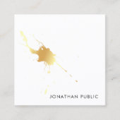 クリエイティブモダン金ゴールドスプラッシュエレガントテンプレート スクエア名刺 (正面)