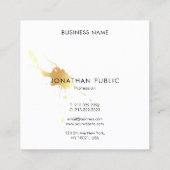 クリエイティブモダン金ゴールドスプラッシュエレガントテンプレート スクエア名刺 (裏面)