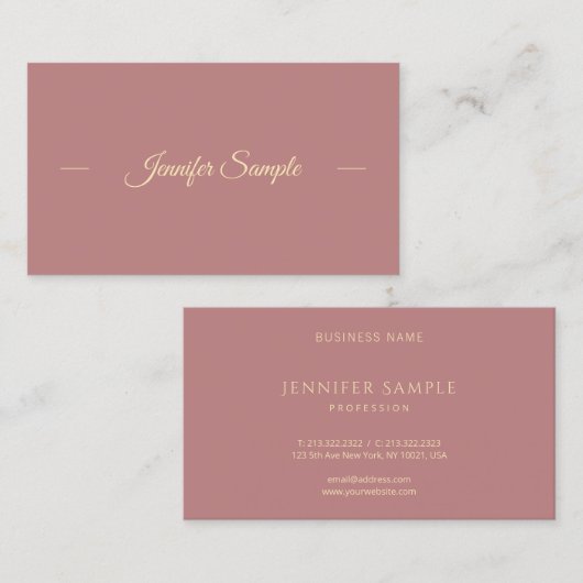 クリエイティブモダン金ゴールドハンドスクリプトレッドブラウントレンディー 名刺 (正面/裏面)