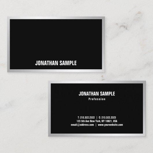 クリエイティブモダン銀エレガントシンプルトレンディー 名刺 (正面/裏面)