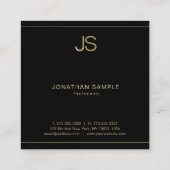 クリエイティブモノグラムエレガントブラック金ゴールドラグジュアリーシルク スクエア名刺 (裏面)