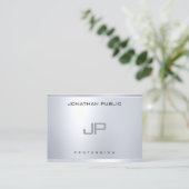 クリエイティブモノグラムシルバールッククリーンモダンプレーン 名刺 (スタンド正面)