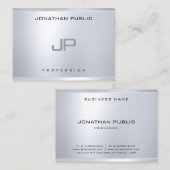 クリエイティブモノグラムシルバールッククリーンモダンプレーン 名刺 (正面/裏面)