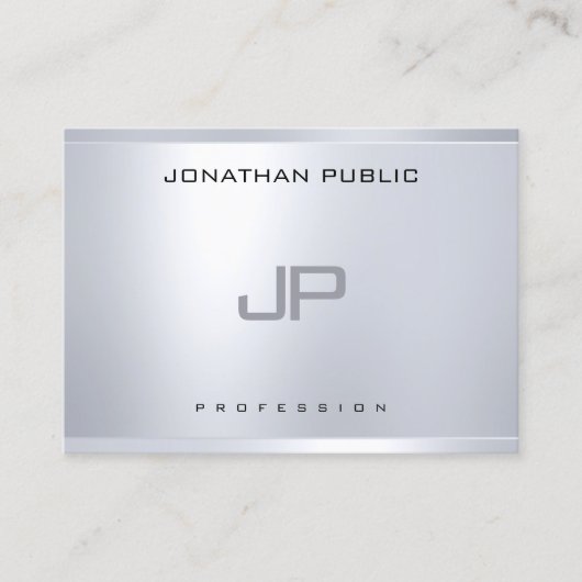クリエイティブモノグラムシルバールッククリーンモダンプレーン 名刺 (正面)