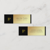 クリエイティブモノグラムブラックアンド金ゴールドデザインデラックス スキニー名刺 (正面/裏面)