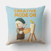 クリエイティブモード オン： ペインター ビション・フリーゼ アーティスト アート クッション (裏面)