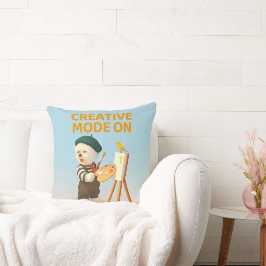 クリエイティブモード オン： ペインター ビション・フリーゼ アーティスト アート クッション (ソファ)