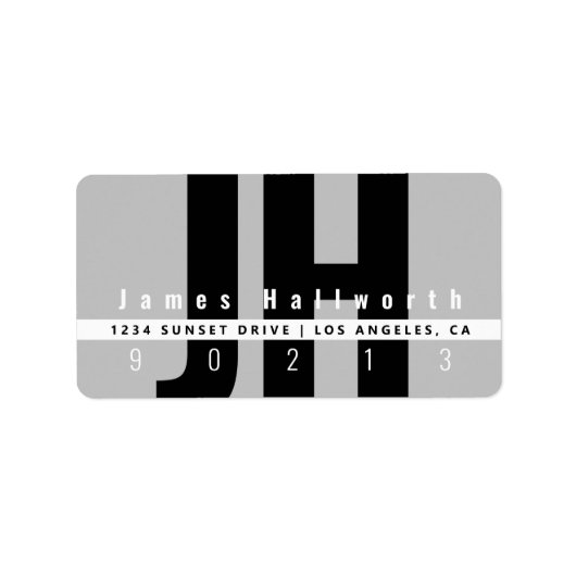 クリエイティブユニークモダン |白黒の灰色のアドレス ラベル (正面)