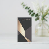 クリエイティブユニーク幾何学的ブラックおよび金ゴールド抽象芸術 名刺 (スタンド正面)
