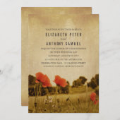 クリエイティブユニーク素朴カントリー結婚ポピー 招待状 (正面/裏面)