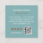 クリエイティブユーカリQRコードとソーシャルメディアのアイコン スクエア名刺 (裏面)