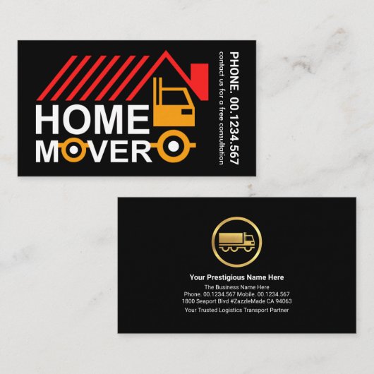 クリエイティブルーフトップホーム引越し業者トラック 名刺 (正面/裏面)