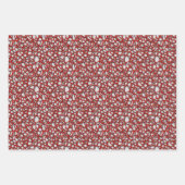 クリエイティブレッドとバーガンディネット(灰色) ラッピングペーパーシート (正面)