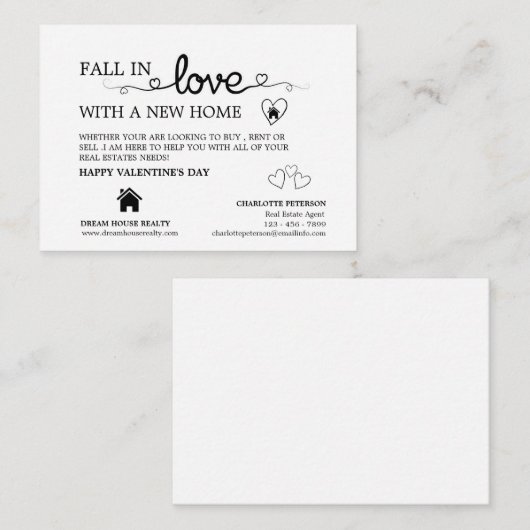 クリエイティブ不動産仲介業者プロモーションバレンタインデー ノートカード (正面/裏面)
