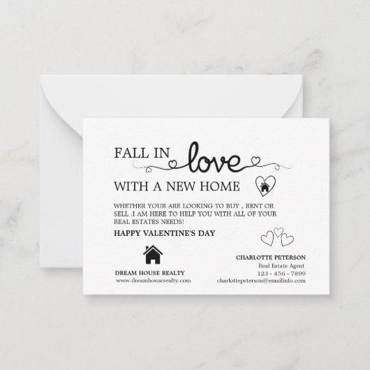クリエイティブ不動産仲介業者プロモーションバレンタインデー ノートカード (正面)