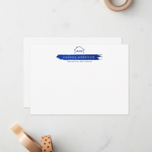 クリエイティブ不動産仲介業者ホーム絵を描スワッシュフラットノートカード ノートカード (正面/裏面インサイチュ)