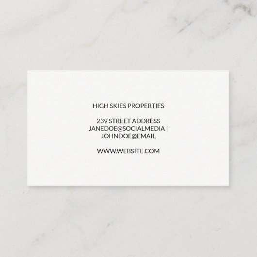 クリエイティブ不動産仲介業者ロゴ |黒いテクスチャ 名刺 (裏面)