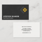 クリエイティブ不動産仲介業者ロゴ |黒いテクスチャ 名刺 (正面/裏面)