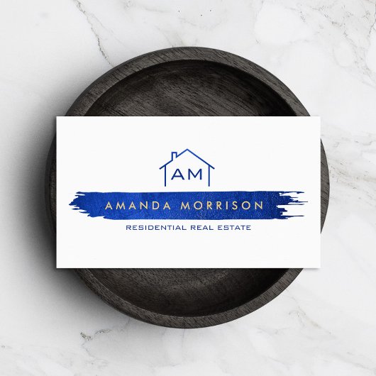 クリエイティブ不動産仲介業者実在エテートホーム絵を描スワッシュブルー 名刺