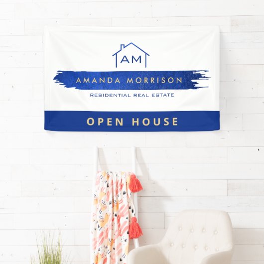 クリエイティブ不動産仲介業者実在エテートホーム絵を描スワッシュブルー 横断幕 (インサイチュ)