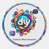 「クリエイティブ付き動的ロゴしゃれている」 ラウンドシール (正面)