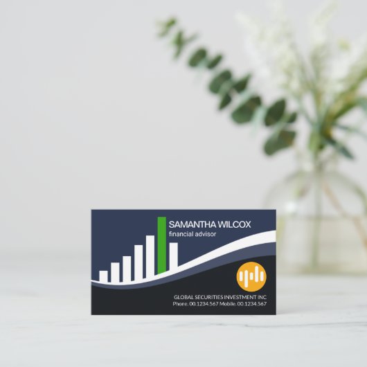 クリエイティブ共有指数波グラフ財務顧問 名刺 (スタンド正面)