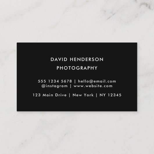 クリエイティブ写真撮影写真撮影ブラックQrコード 名刺 (裏面)