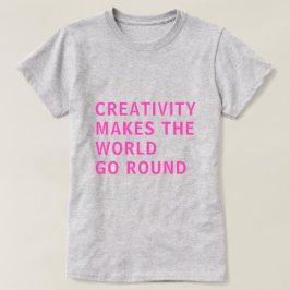 クリエイティブ創造性引用文ピンクタイポグラフィグレー Tシャツ