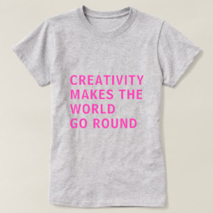 クリエイティブ創造性引用文ピンクタイポグラフィグレー Tシャツ