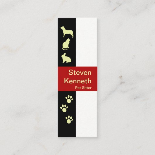 クリエイティブ動物及び足モチーフペットシッター スキニー名刺 (正面)