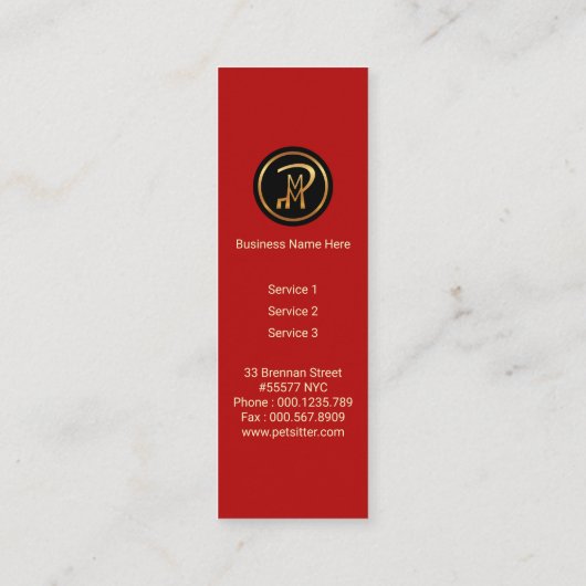 クリエイティブ動物及び足モチーフペットシッター スキニー名刺 (裏面)