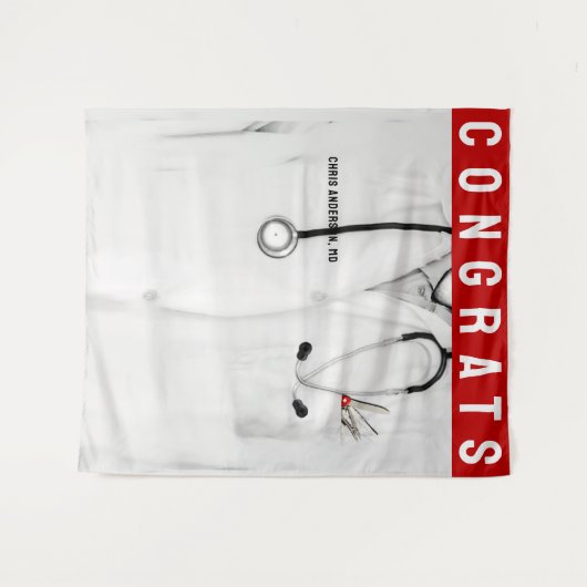 クリエイティブ医学校卒業おめでとう タペストリー (正面(横))