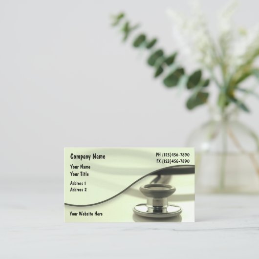 クリエイティブ医用テーマ聴診器デザイン 名刺 (スタンド正面)