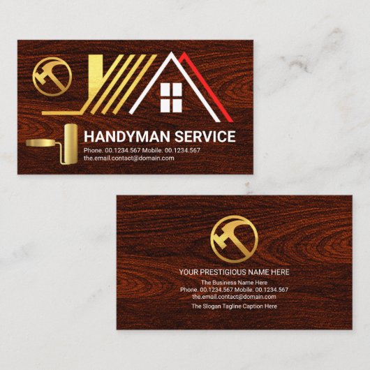 クリエイティブ屋上の木材の手作りビルダー 名刺 (正面/裏面)