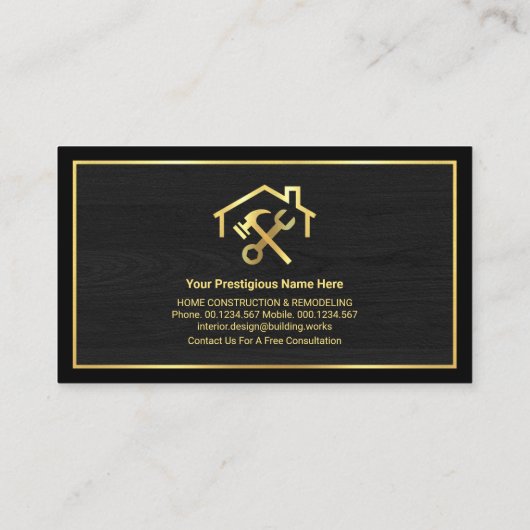 クリエイティブ屋上スパナハンマー金ゴールド枠 名刺 (裏面)