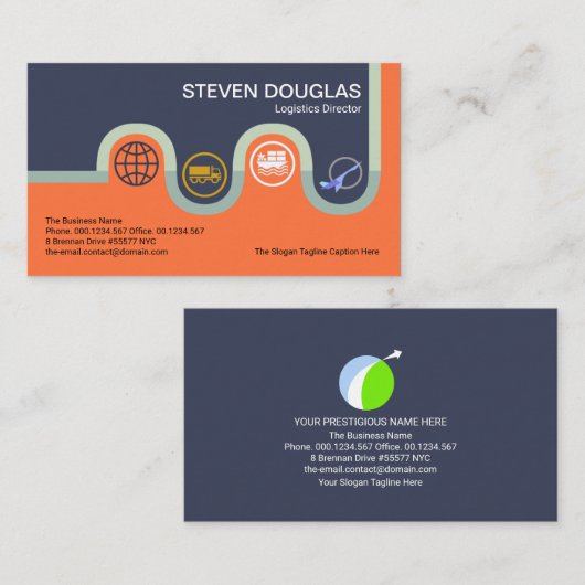 クリエイティブ巻き道の地図ロジスティック輸送アイコン 名刺 (正面/裏面)