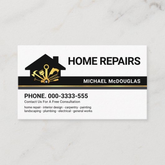 クリエイティブ建物レイヤ金ゴールド手書きツール行 名刺 (正面)