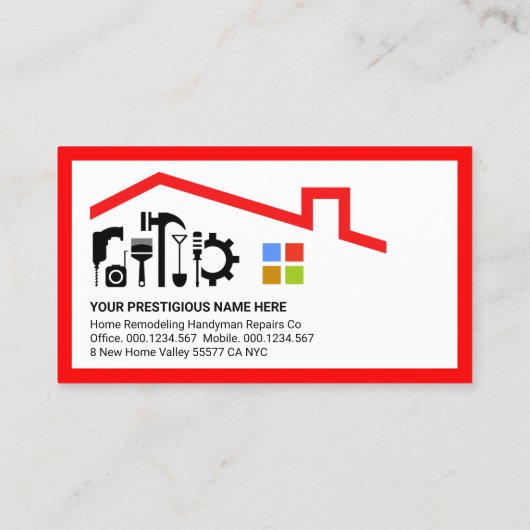 クリエイティブ建物屋上のHandyman Toolsパネル 名刺 (裏面)