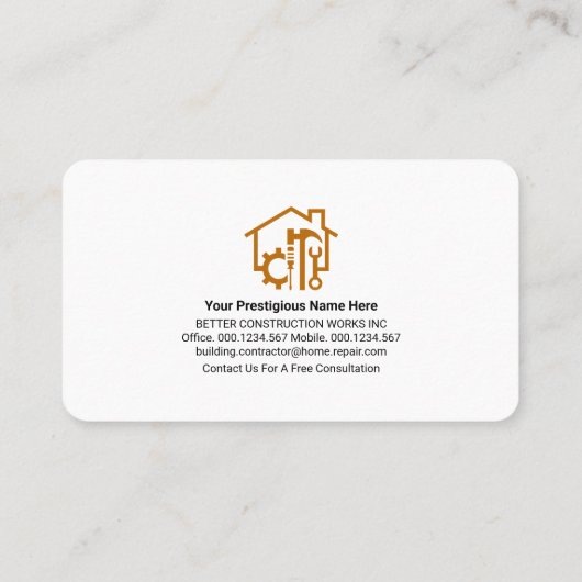 クリエイティブ建築のツールのバナー 名刺 (裏面)