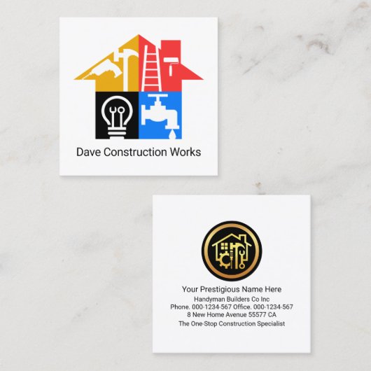 クリエイティブ手利師ツール建物 スクエア名刺 (正面/裏面)