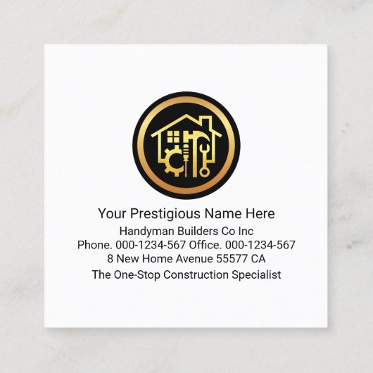 クリエイティブ手利師ツール建物 スクエア名刺 (裏面)