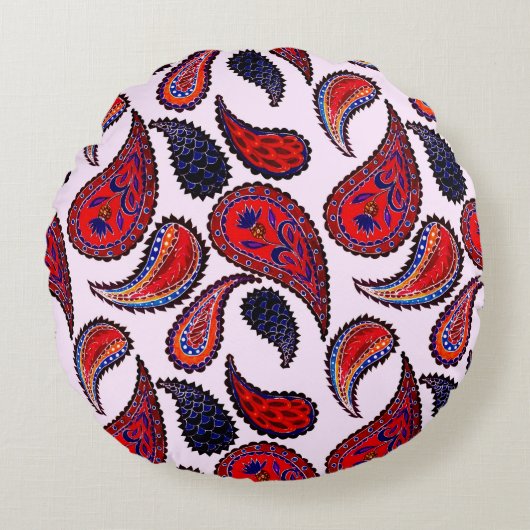 クリエイティブ手描きペイズリー  ラウンドクッション (正面)